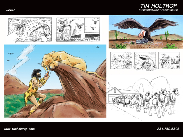 Art samples by storyboard artist, Tim Holtrop -- animals