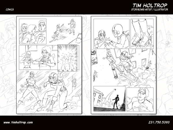 Art samples by storyboard artist, Tim Holtrop -- comic book