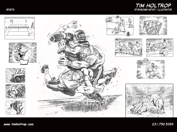 Art samples by storyboard artist, Tim Holtrop -- sports