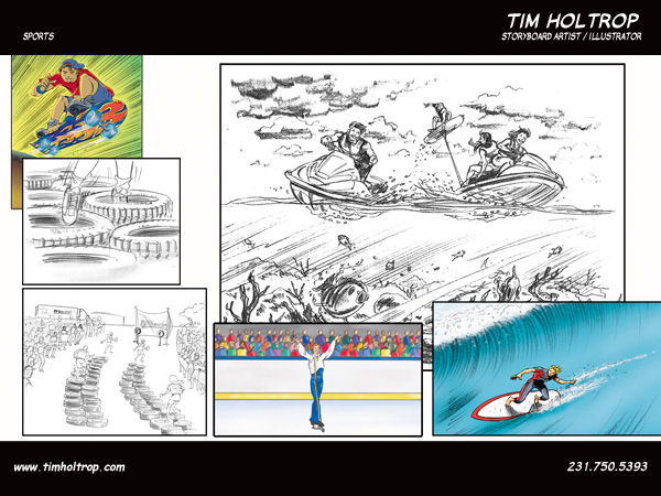 Art samples by storyboard artist, Tim Holtrop -- sports