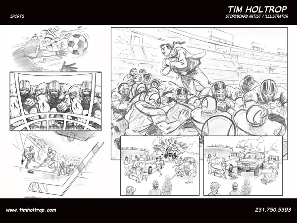 Art samples by storyboard artist, Tim Holtrop -- sports