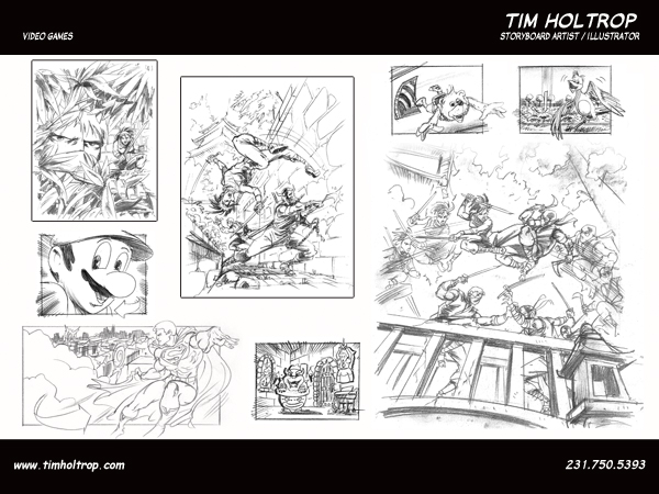 Art samples by storyboard artist, Tim Holtrop -- video games