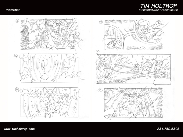 Art samples by storyboard artist, Tim Holtrop -- video games