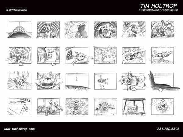 Art samples by storyboard artist, Tim Holtrop -- shooting boards