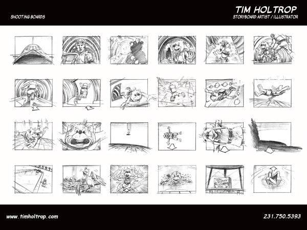 Art samples by storyboard artist, Tim Holtrop -- shooting boards