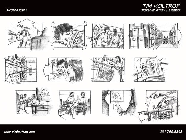 Art samples by storyboard artist, Tim Holtrop -- shooting boards