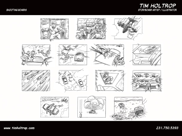 Art samples by storyboard artist, Tim Holtrop -- shooting boards