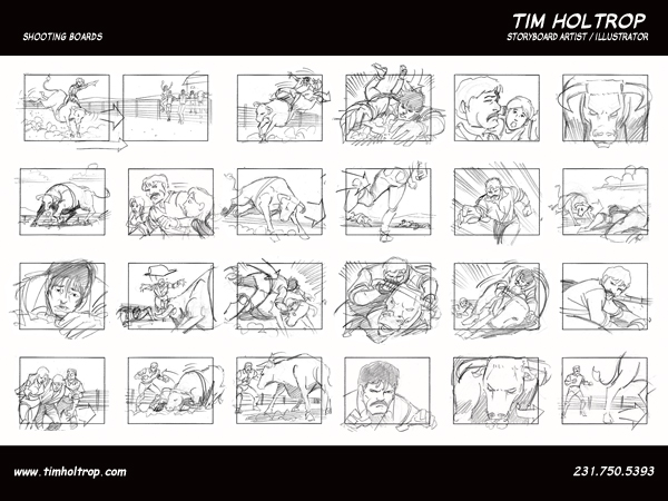 Art samples by storyboard artist, Tim Holtrop -- shooting boards