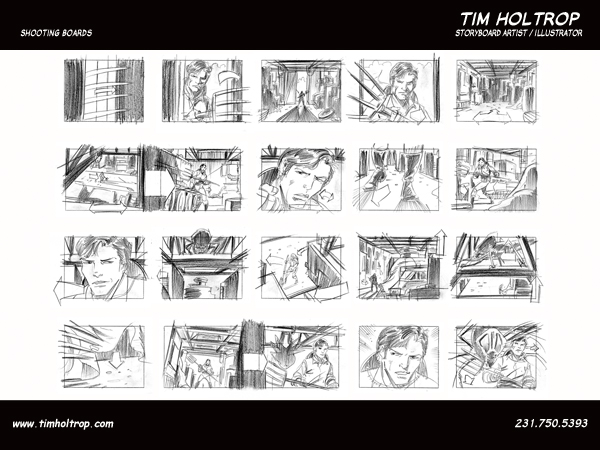 Art samples by storyboard artist, Tim Holtrop -- shooting boards