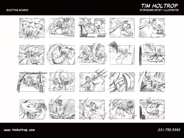 Art samples by storyboard artist, Tim Holtrop -- shooting boards